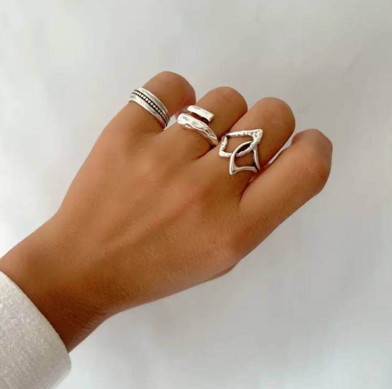 Boho zilveren bandringen