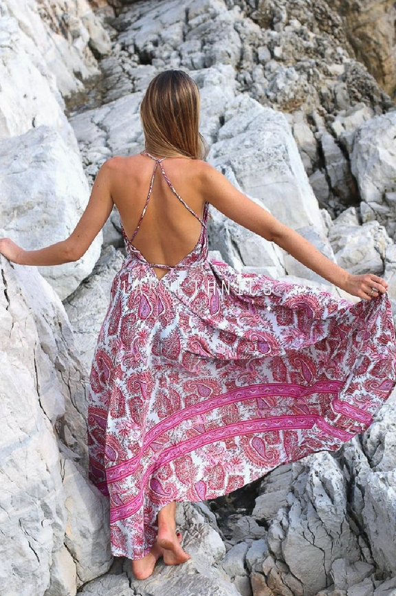 Boho Halterjurk Victoria Fuchsia