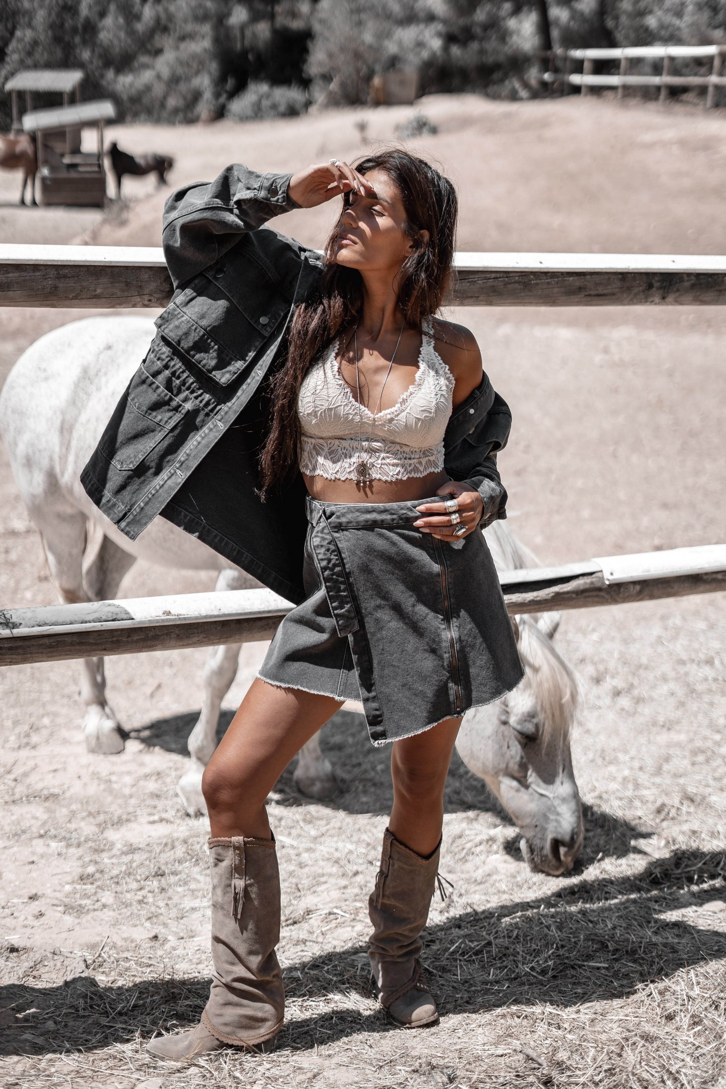 Gael denim skirt dark grey