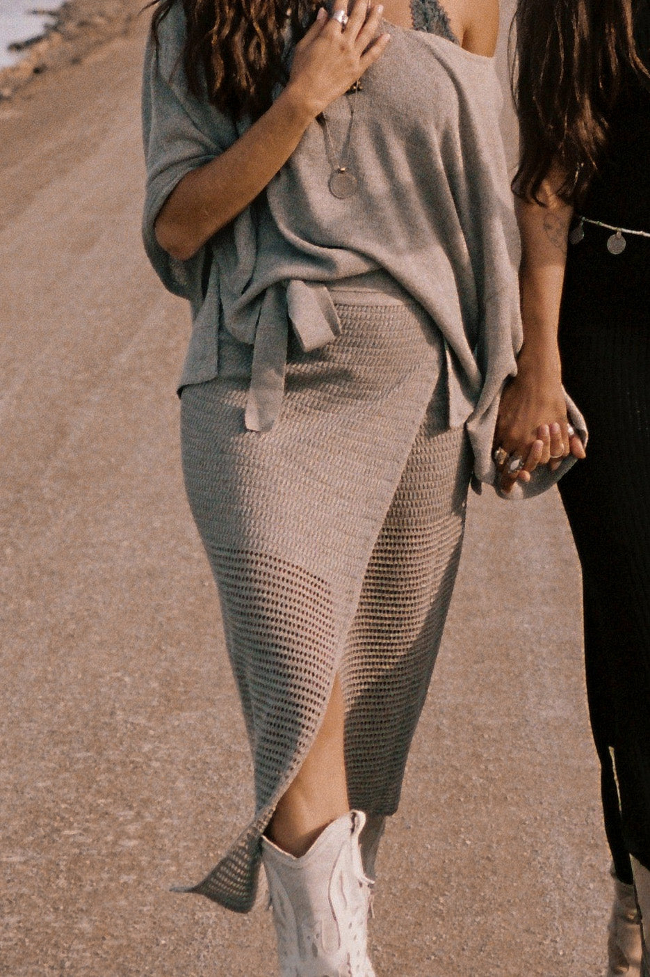 Eve Knitted Wrap Skirt Tender Taupe