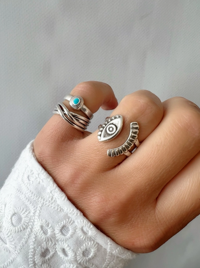 Boho dunne ring Turquoise steen
