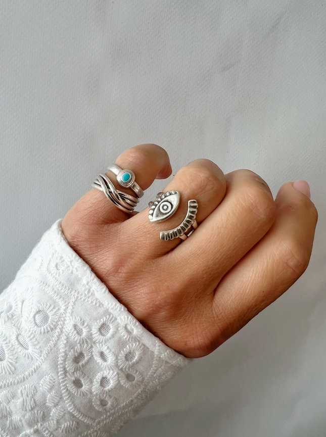 Boho dunne ring Turquoise steen