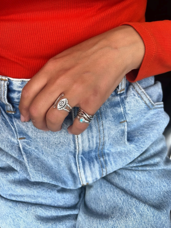 Boho dunne ring Turquoise steen