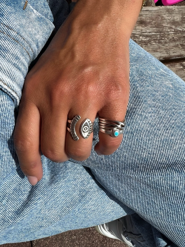 Boho dunne ring Turquoise steen