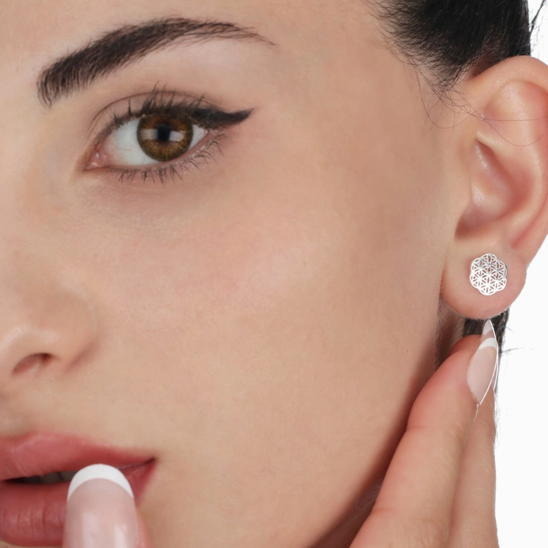 Flower of Life mini-oorbellen - 925 sterling zilver