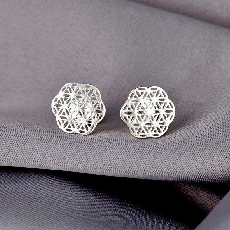 Flower of Life mini-oorbellen - 925 sterling zilver