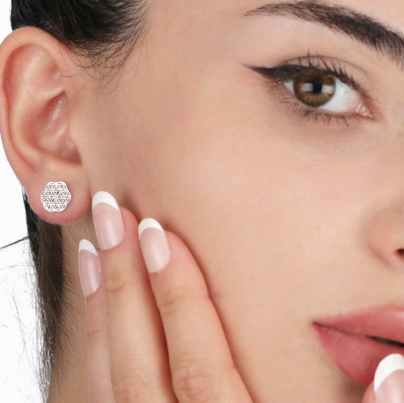 Flower of Life mini-oorbellen - 925 sterling zilver