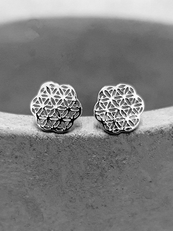 Flower of Life mini-oorbellen - 925 sterling zilver