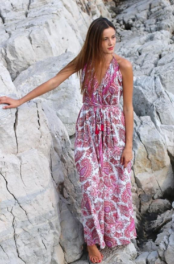 Boho Halterjurk Victoria Fuchsia